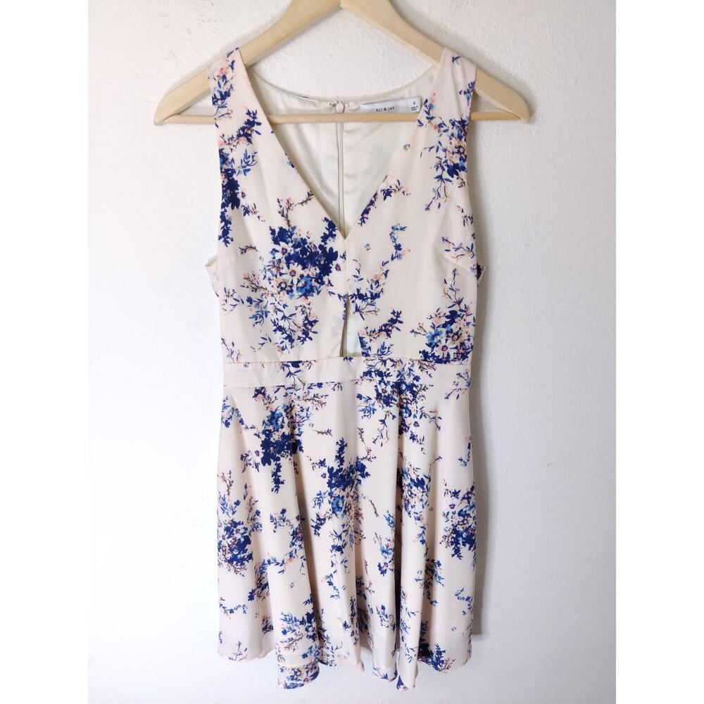 Ali & Jay Blush Pink Sleeveless V-Neck Chasing Butterflies Keyhole Mini Dress S